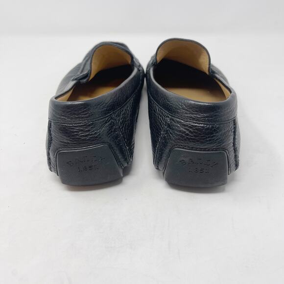 Bally Mens US 10 Black Wabler Calf Grained Leather Loafer Slip On Driving Shoe main image 5